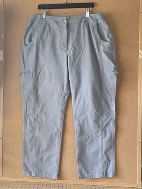 L.L.Bean Classic Fit Gray Sz 20 Regular Straight Leg Cargo Pants Comfort Waist